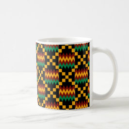 Schwarz, Grün, Rot und Gelb Kente Tuch Tasse