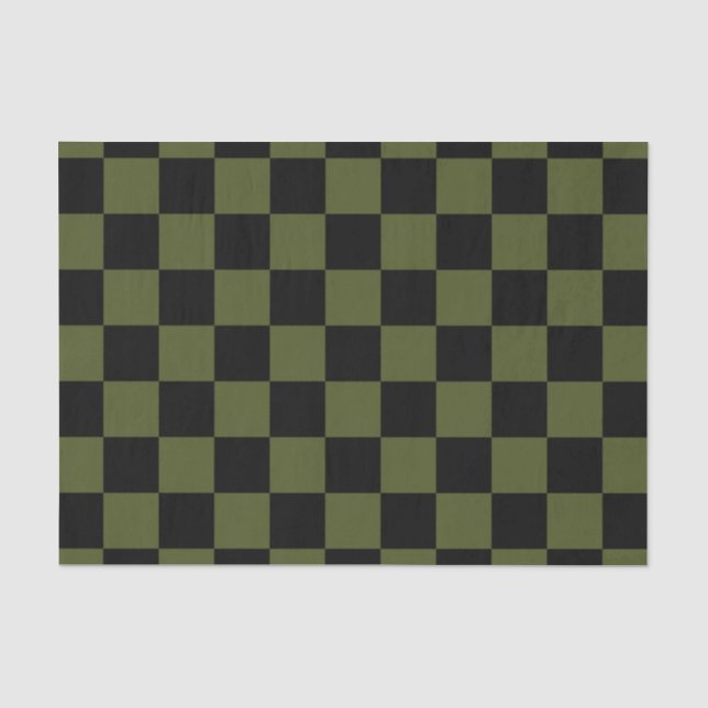 Schwarz-Grün-Schachbrett Seidenpapier (Vorderseite)