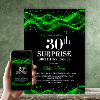 Schwarz-Grün-Überraschung 30. Geburtstag Party Einladung