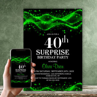 Schwarz-Grün-Überraschung 40. Geburtstag Party Einladung