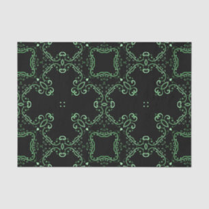 Schwarz-Grün-Vintag-Barockmuster Seidenpapier