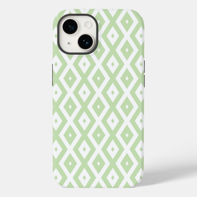 Schwarz-Grün-Weiß-Diamantmuster Case-Mate iPhone Hülle (Rückseite)