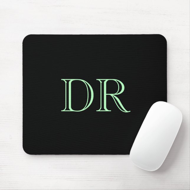 Schwarz-Grün-Zollinitialen minimalistisch Mousepad (Mit Mouse)