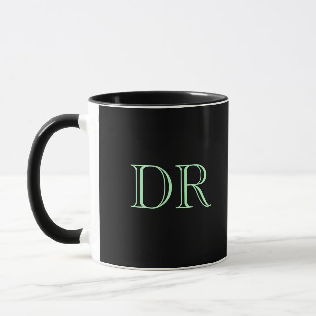 Schwarz-Grün-Zollinitialen minimalistisch Tasse (Links)