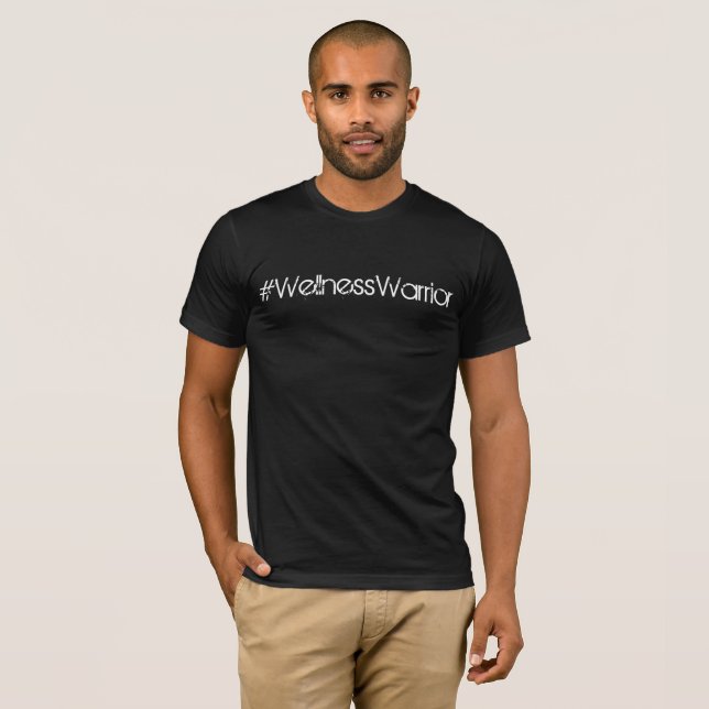 Schwarz-grundlegendes T-Shirt das #WellnessWarrior (Vorne ganz)