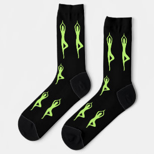 Schwarz Grüne Grafik Socken Einzigartiges Muster