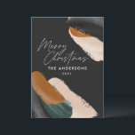 Schwarz Grüne Terracotta Moderne minimale Aquarell Feiertagskarte<br><div class="desc">Günstige schwarze,  grüne Terracotta abstrakte Aquarell moderne Drehbuch nicht Foto Weihnachtskarte. Modernes Design in Trend,  Grün,  Beige und Terrakotta.</div>