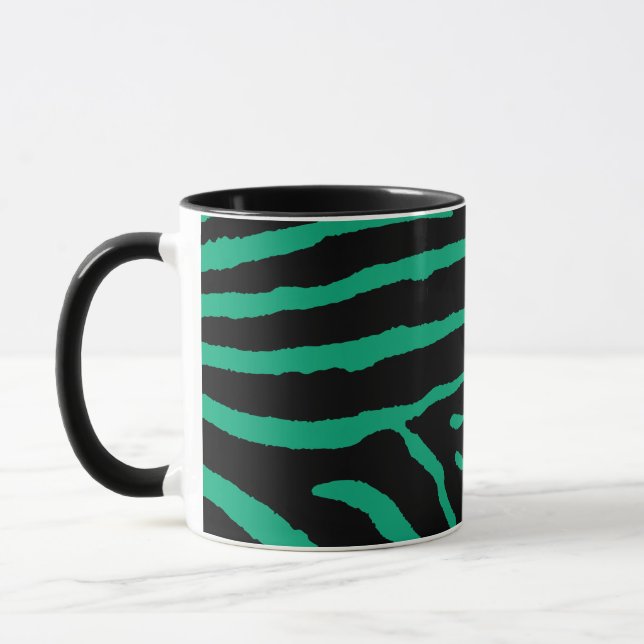 Schwarz-grüner Zebradruck Tasse (Links)