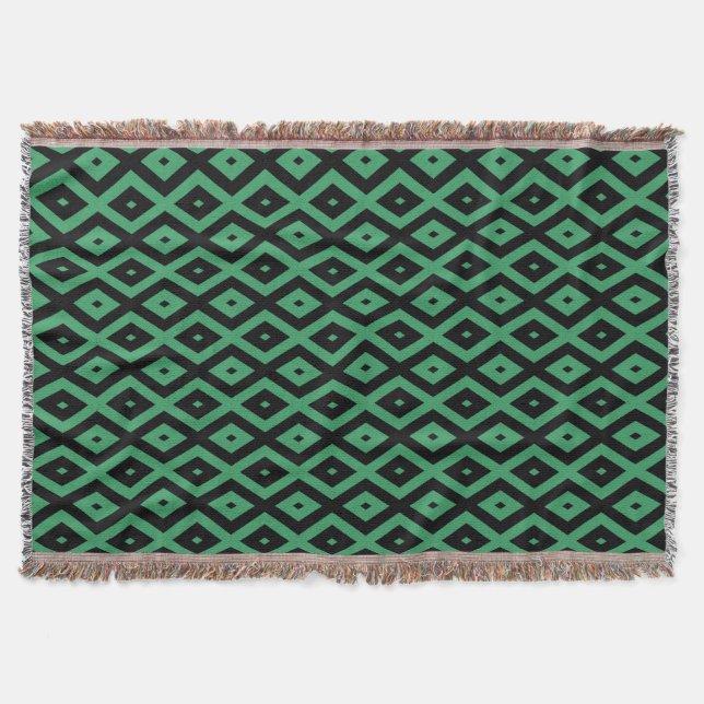 Schwarz-grünes Diamantmuster Decke (Vorderseite)