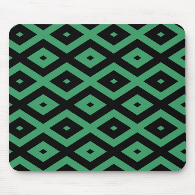 Schwarz-grünes Diamantmuster Mousepad (Vorne)