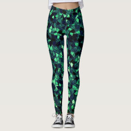 Schwarz-grünes Mosaik mit teilweise entfernter Far Leggings
