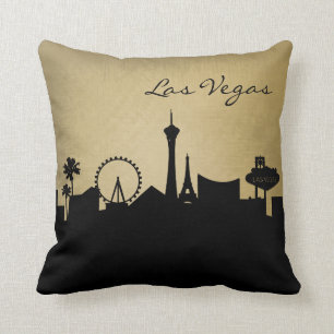 Schwarz-Grunge Las Vegas-Skyline Kissen