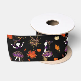 Schwarz | Halloween kleine Hexe Satinband