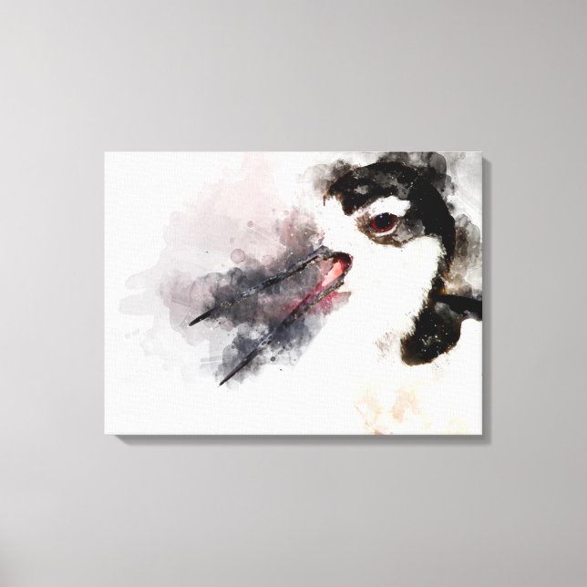 Schwarz-Hals Stilt-Aquarell Leinwanddruck (Vorderseite)