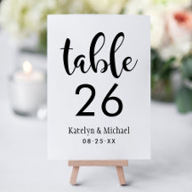 Schwarz handgeschriebene SkriptWedding-Tischnummer