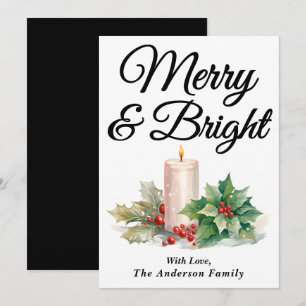 Schwarz handgeschriebenes Skript Merry & Bright Feiertagskarte