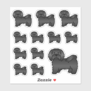 Schwarz-Havanese Niedlich Cartoon Dog Illustration Aufkleber
