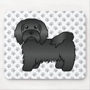 Schwarz-Havanese Niedlich Cartoon Dog Illustration Mousepad