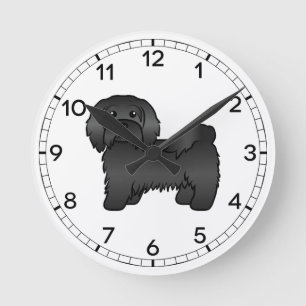 Schwarz-Havanese Niedlich Cartoon Dog Illustration Runde Wanduhr