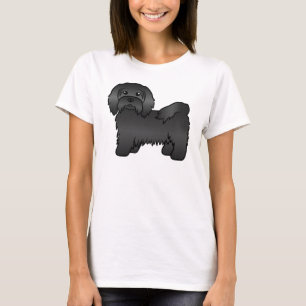 Schwarz-Havanese Niedlich Cartoon Dog Illustration T-Shirt