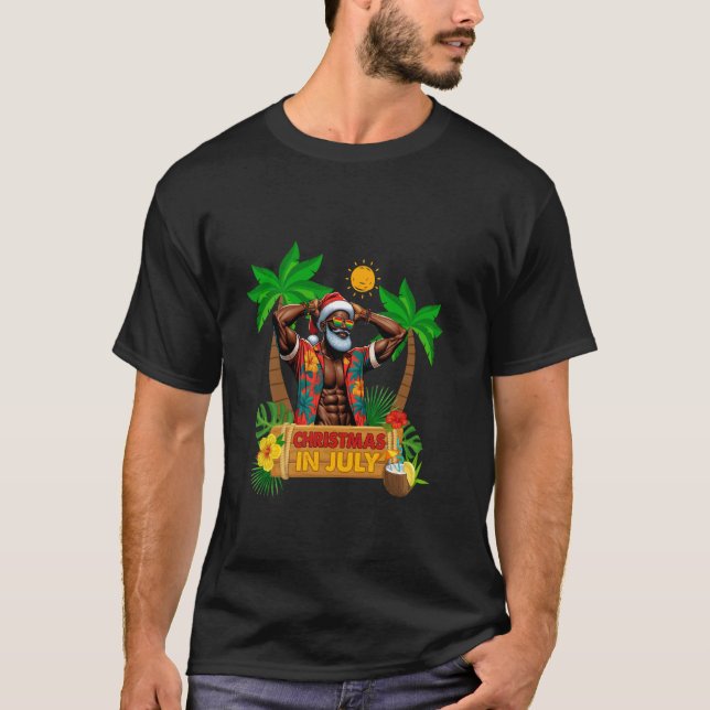 Schwarz-Hawaiianische Weihnachtsbrille Weihnachten T-Shirt (Vorderseite)