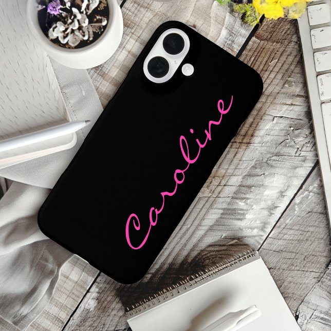 Schwarz Heiß rosa Modern Script Name Case-Mate iPhone Hülle (Von Creator hochgeladen)