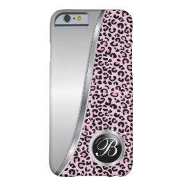 Schwarz/hellrosa Leoparden | Monogramm Case-Mate iPhone Hülle
