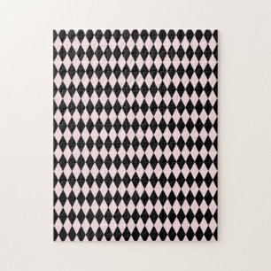 Schwarz & Hellrosa Streifenmuster Minimal Abstrakt Puzzle
