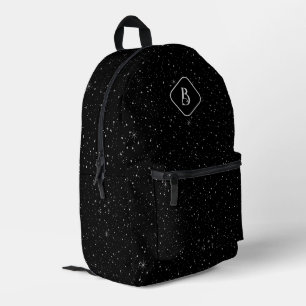 Schwarz-Hintergrund White Glitzern Monogram Bedruckter Rucksack