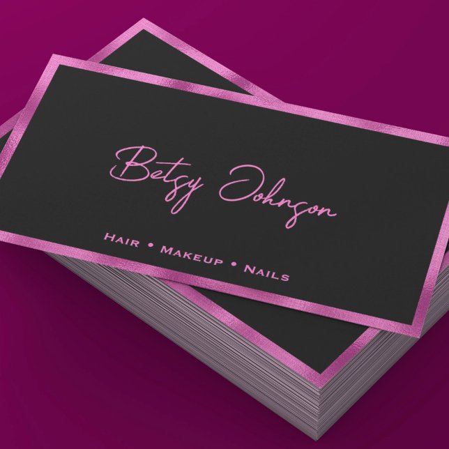 Schwarz/Hot-Pink-Imitate - Business-Card belegen Visitenkarte (Von Creator hochgeladen)