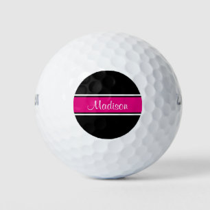Schwarz-Hot-Pink-Strip-Skriptname Monogram Golfball