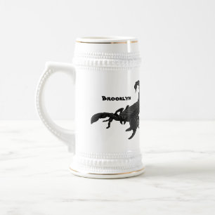 Schwarz-hungriges Skorpion Cartoon Illustration Bierglas