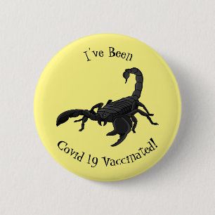 Schwarz-hungriges Skorpion Cartoon Illustration Button