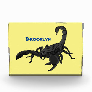Schwarz-hungriges Skorpion Cartoon Illustration Fotoblock