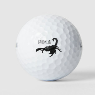 Schwarz-hungriges Skorpion Cartoon Illustration Golfball