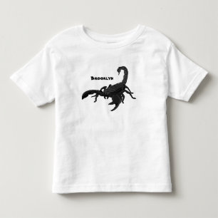 Schwarz-hungriges Skorpion Cartoon Illustration Kleinkind T-shirt