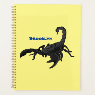 Schwarz-hungriges Skorpion Cartoon Illustration Planer
