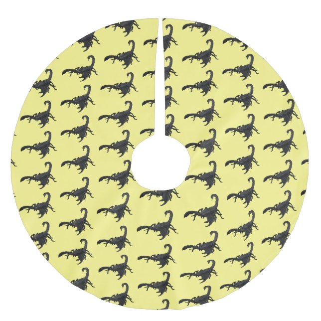 Schwarz-hungriges Skorpion Cartoon Illustration Polyester Weihnachtsbaumdecke (Vorderseite)