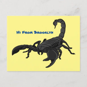 Schwarz-hungriges Skorpion Cartoon Illustration Postkarte