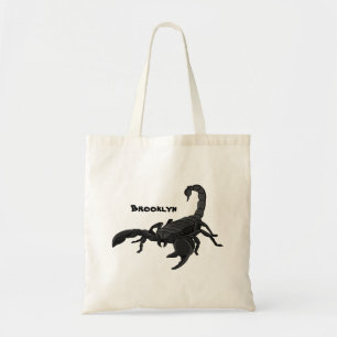 Schwarz-hungriges Skorpion Cartoon Illustration Tragetasche