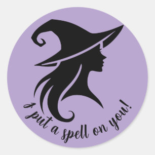 Schwarz Hut Hexe Wicca Hexen Halloween-Party Runder Aufkleber