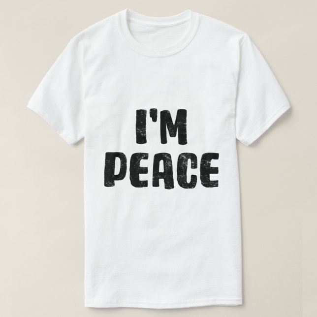 SCHWARZ I komm in Peace I'm Peace Funny Matching T-Shirt (Design vorne)