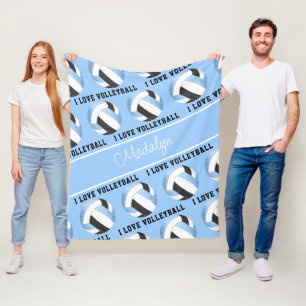 Schwarz I Liebe Volleyball Textmuster Fleecedecke