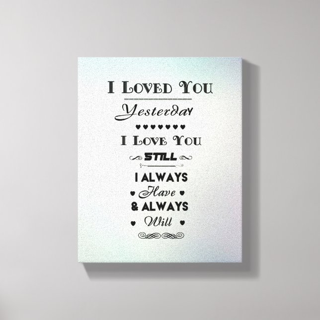 Schwarz I Liebe You - Canvas Print Leinwanddruck (Vorderseite)