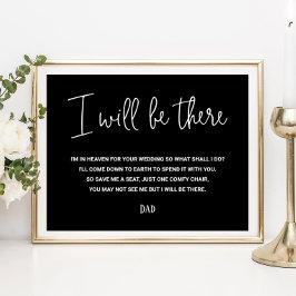 Schwarz Ich werde dort Gedächtnissitzname Hochzeit Poster