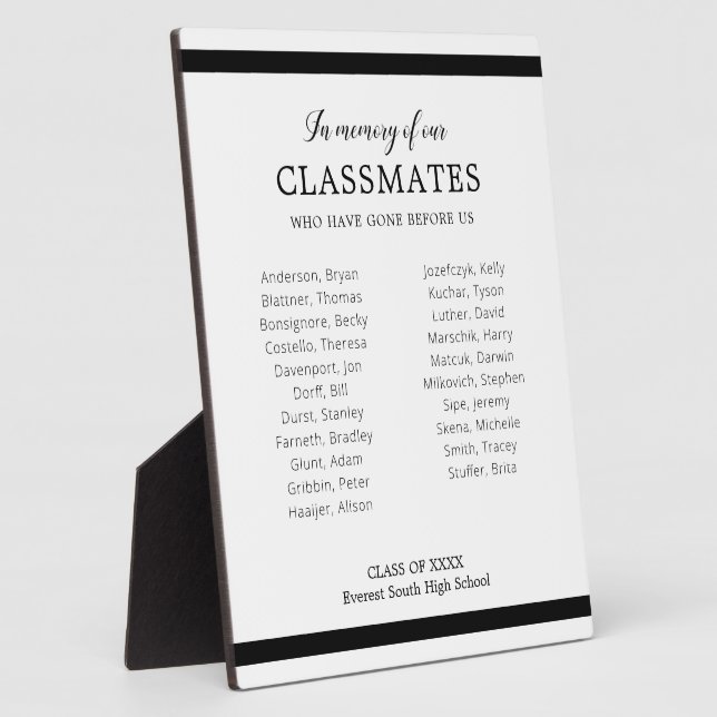 Schwarz im Gedächtnis unserer Klassenkameraden Wie Fotoplatte (Seite)