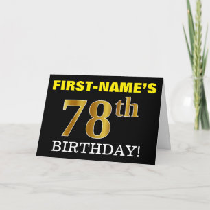 Schwarz, Imitat Gold "78. GEBURTSTAG" Karte