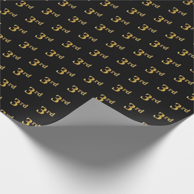 Schwarz, Imitate Gold 3. (3.) Event Wrapping Paper Geschenkpapier (Ecke)
