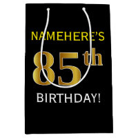 Schwarz, Imitate Gold 85. Geburtstag + Individuell