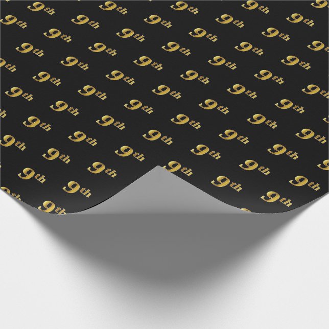 Schwarz, Imitate Gold 9. (9.) Event Wrapping Paper Geschenkpapier (Ecke)
